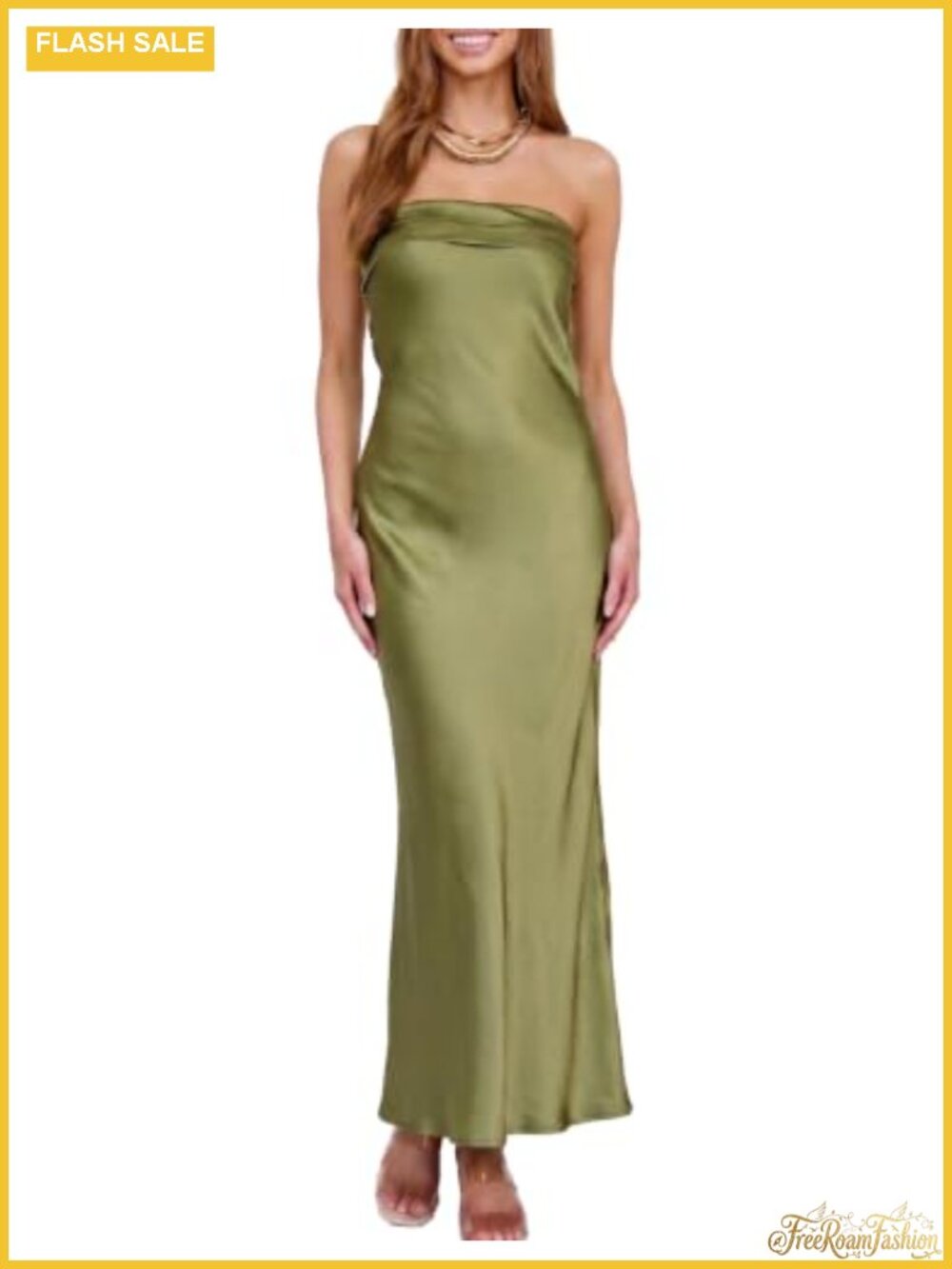 Strapless Satin Maxi Dress Wedding Guest Formal